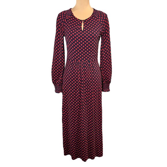 BODEN Eliza Floral Midi Dress Sz.6 Black Red Stretch Whimsigoth Boho Career - Picture 12 of 13